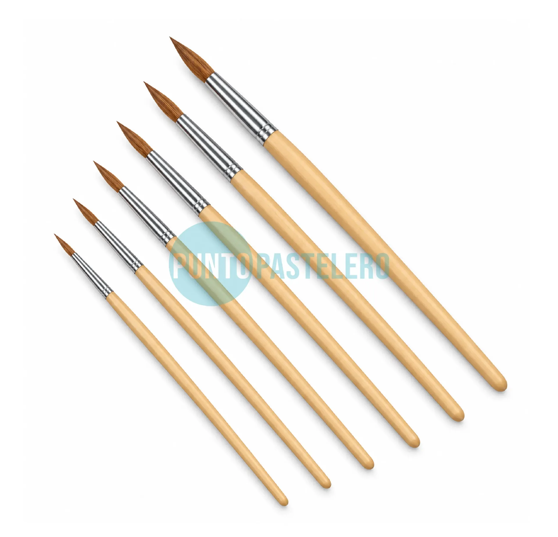 SET PINCELES REDONDOS MADERA NATURAL (X 7 U.) (N° 2-3-5-6-8-10-12)