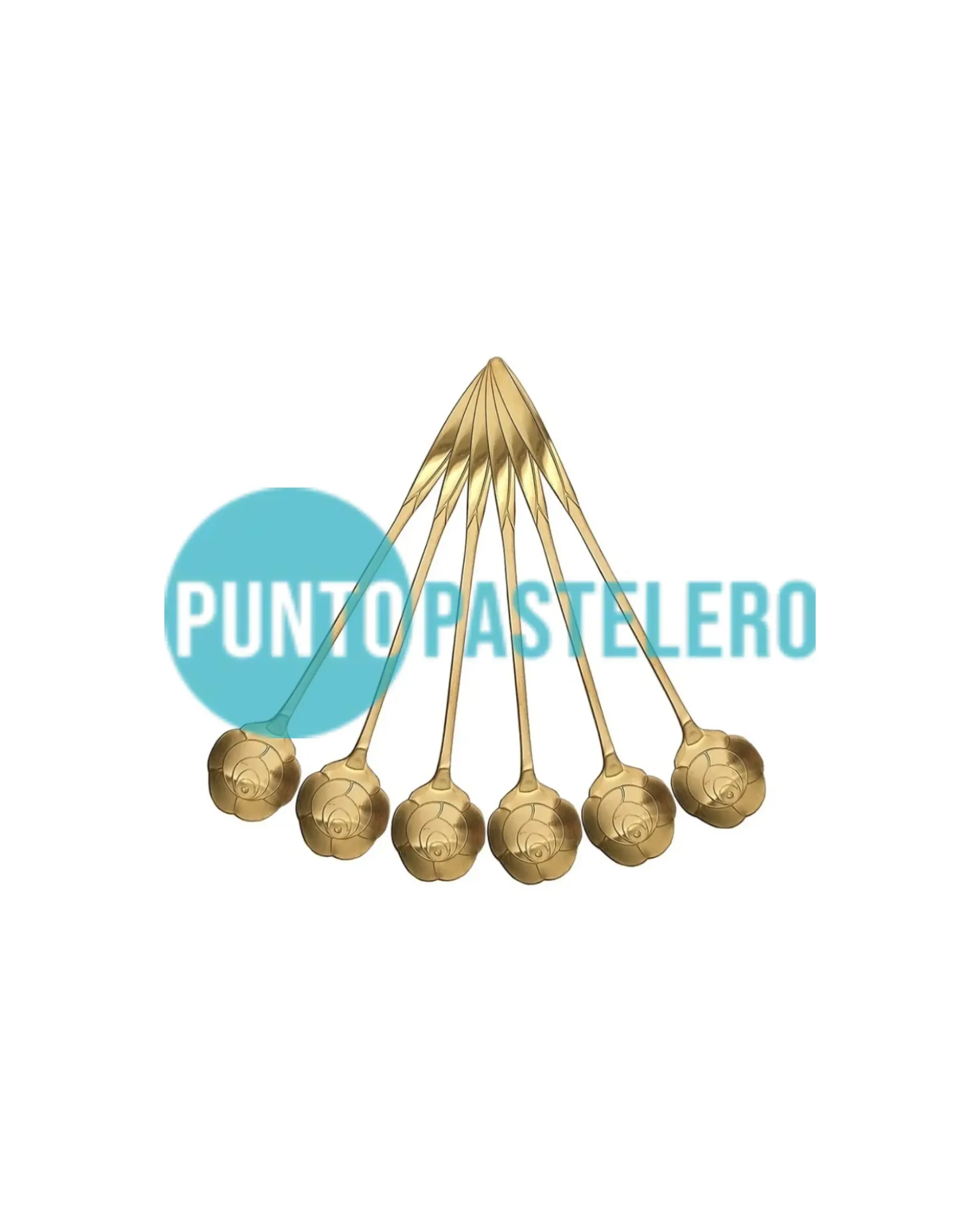 CUCHARAS DORADAS PIMPOLLO DE ROSA (X 6 U.)