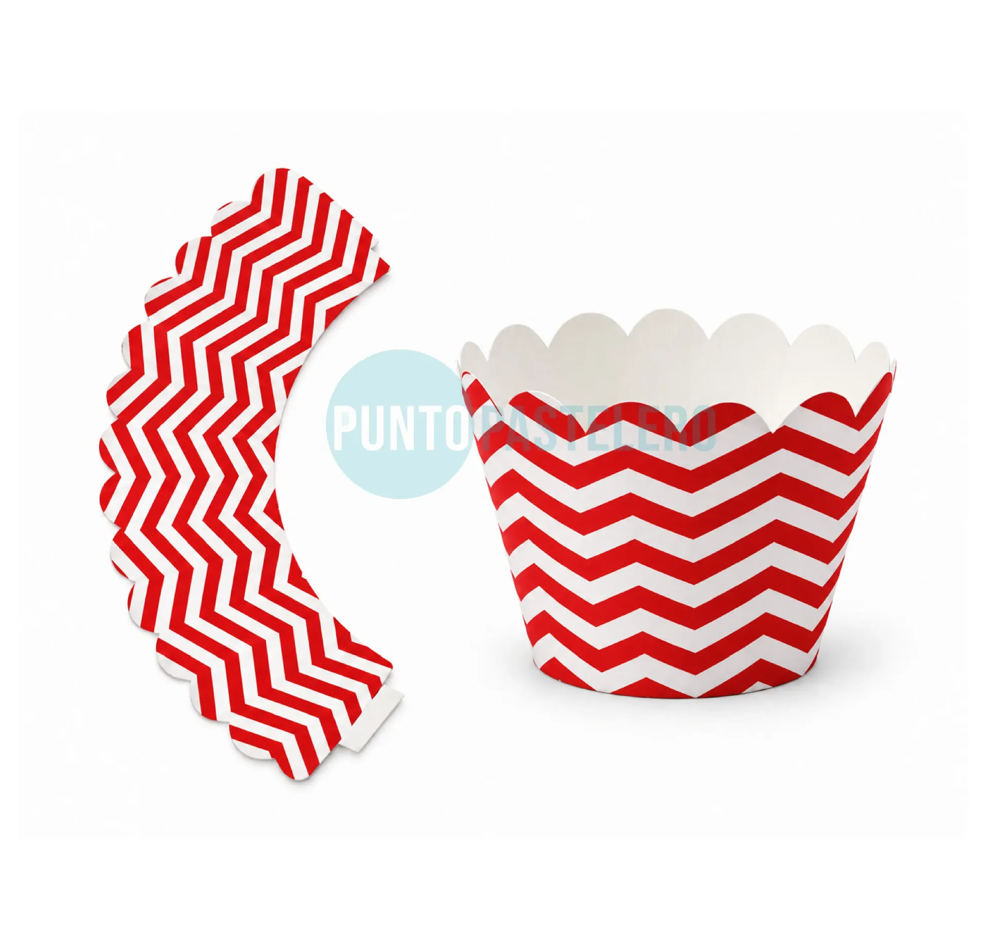 FAJA PARA CUPCAKE ZIG ZAG ROJO (X 12 U.)