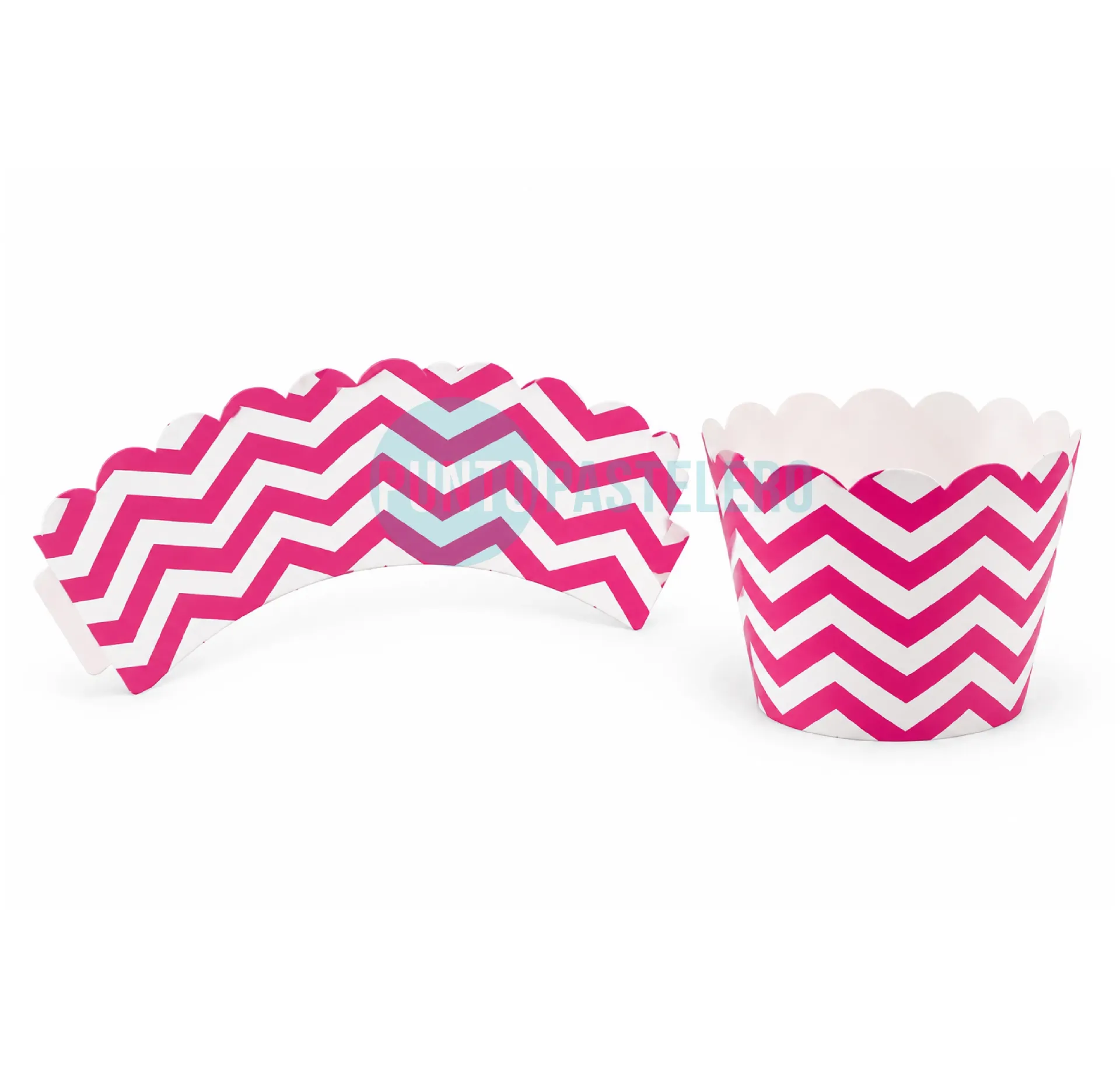 FAJA PARA CUPCAKE ZIG ZAG FUCSIA (X 12 U.)