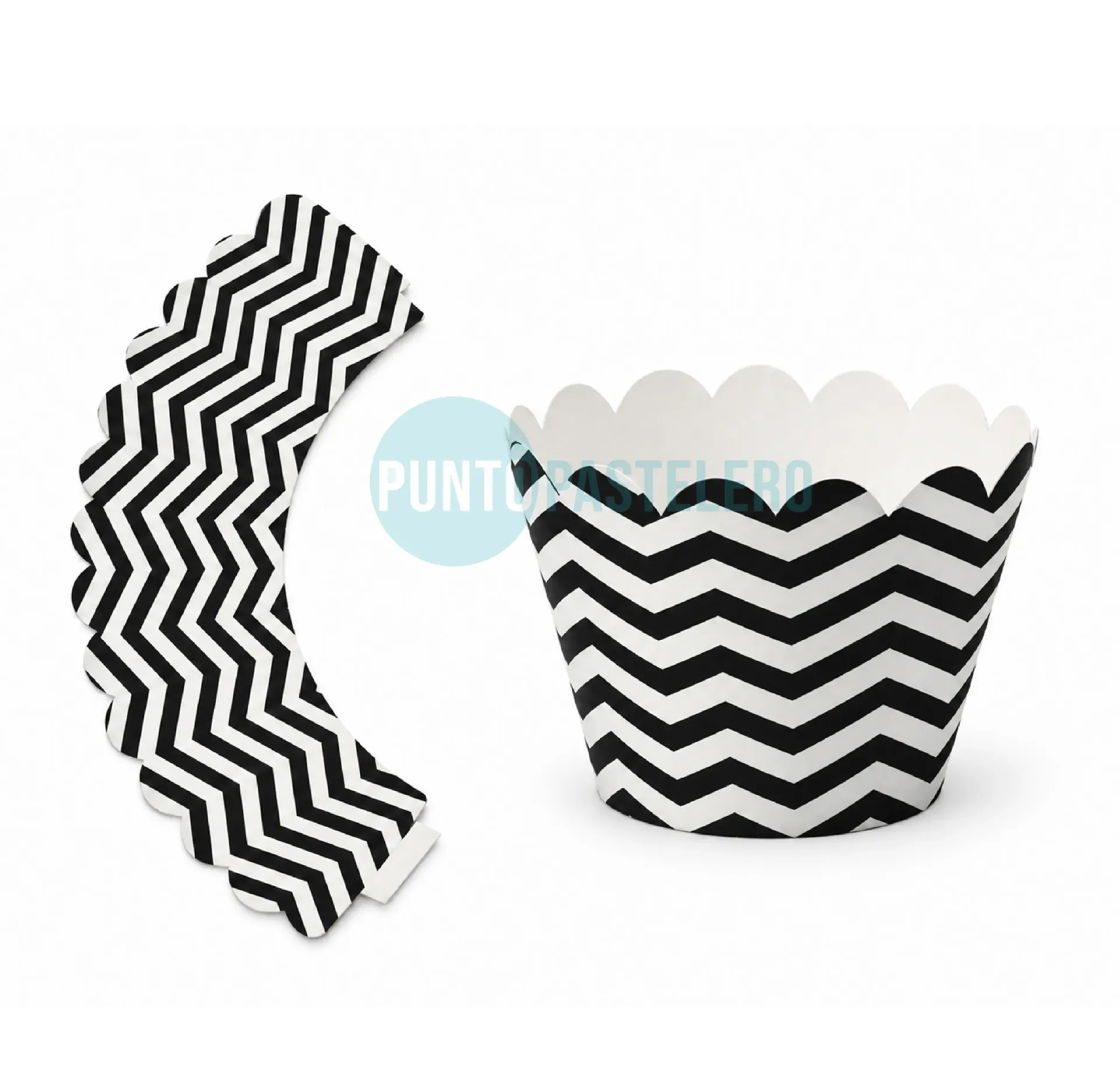 FAJA PARA CUPCAKE ZIG ZAG NEGRO (X 12 U.)