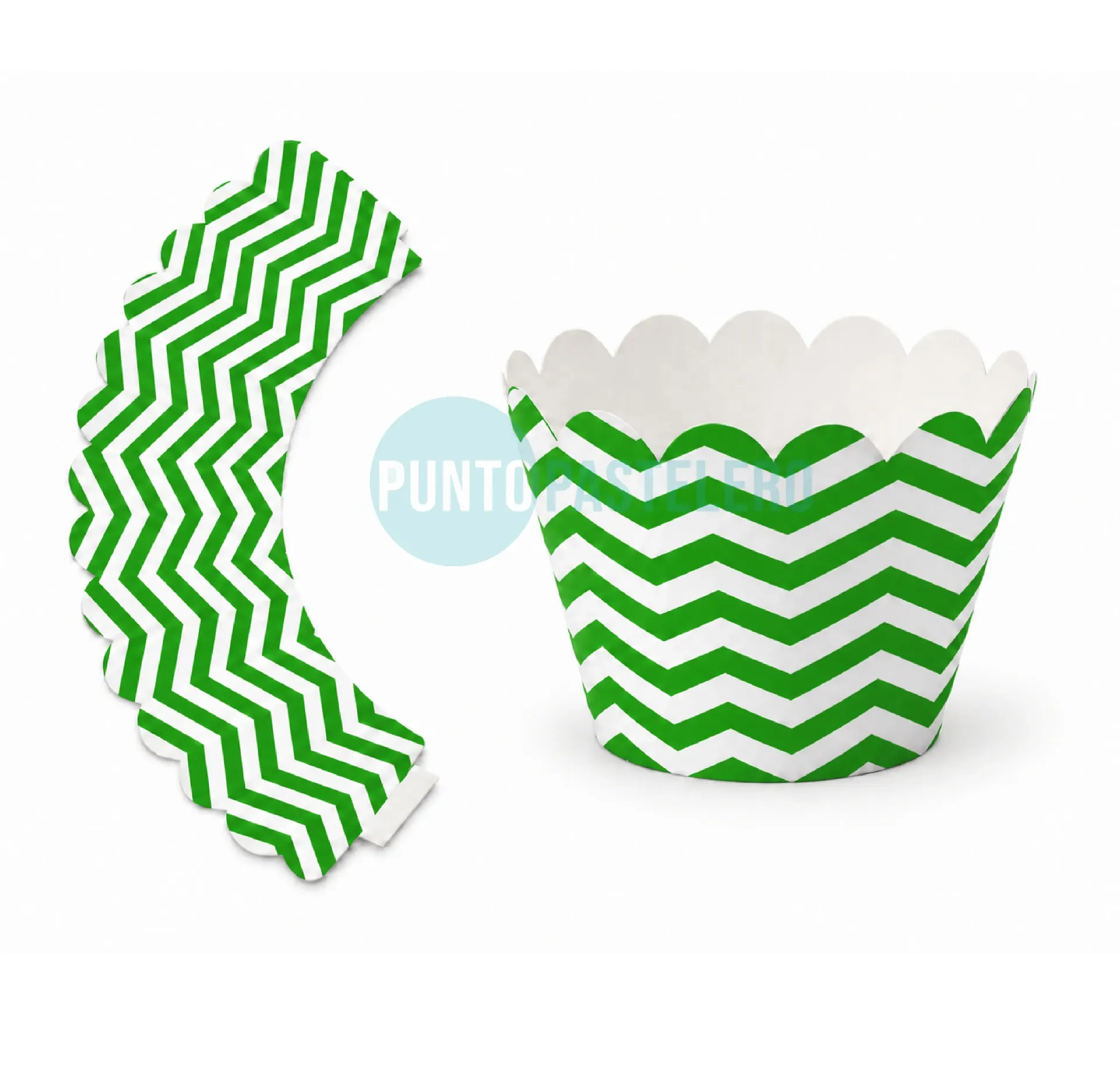 FAJA PARA CUPCAKE ZIG ZAG VERDE (X 12 U.)
